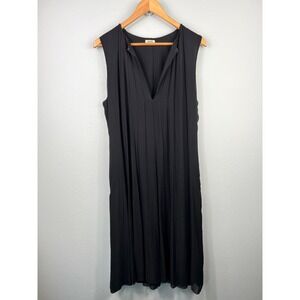 L'AGENCE Women's 6 100% Silk Black Pleated Sleeveless Swing Trapeze Dress
